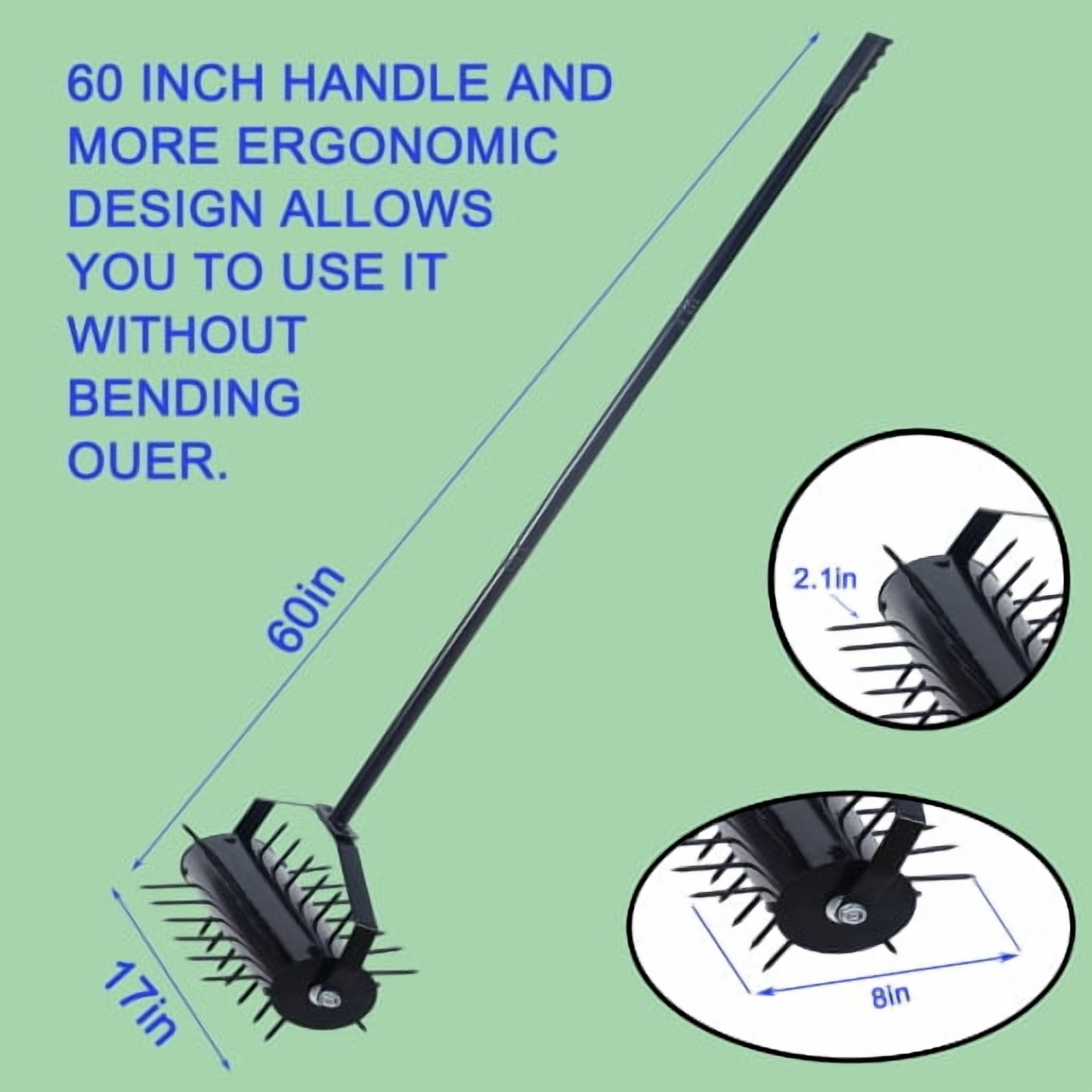 Rolling Lawn Aerator, Easy Assembly Manual Core Aerator for Soil Aeration, Reducing Compaction and Boosting Lawn Root Health