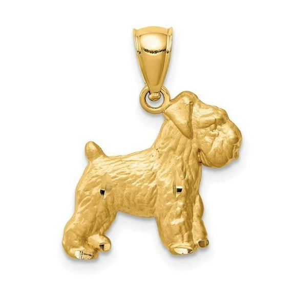 Finest Gold 14K Yellow Gold Diamond-Cut Mini Schnauzer Pendant