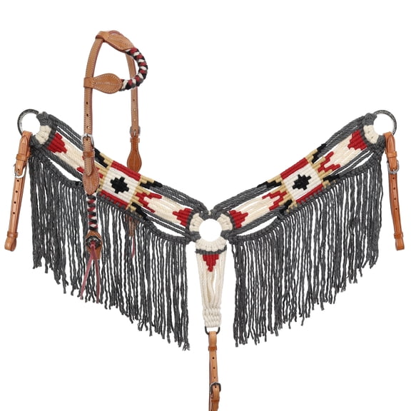 Showman Southwest Mohair Single Ear Headstall & Breast Collar Set
