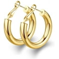 thumbnail image 1 of Thick Hoop Earrings Howllow 14K Gold Plated Gold Hoops for Women, 1 of 6