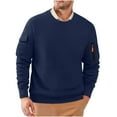 thumbnail image 2 of Fengqque Men's Crewneck Sweatshirts Pocket Sweat Shirt Casual Loose fit Long Sleeve Pullover Tops for Men Navy XL(XL), 2 of 9