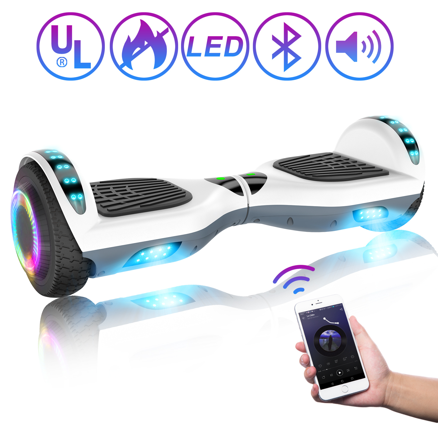 LIEAGLE A12B Hoverboard Bluetooth 6.5" Two Wheels LED Lights Self
