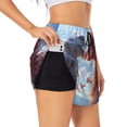 thumbnail image 3 of Lsque Red And White Bird Couple Printed Women's Running Shorts with Liner Pockets,Elastic Quick Dry Workout Athletic Gym Yoga Shorts,Womens High Waist Shorts-XX-Large, 3 of 9