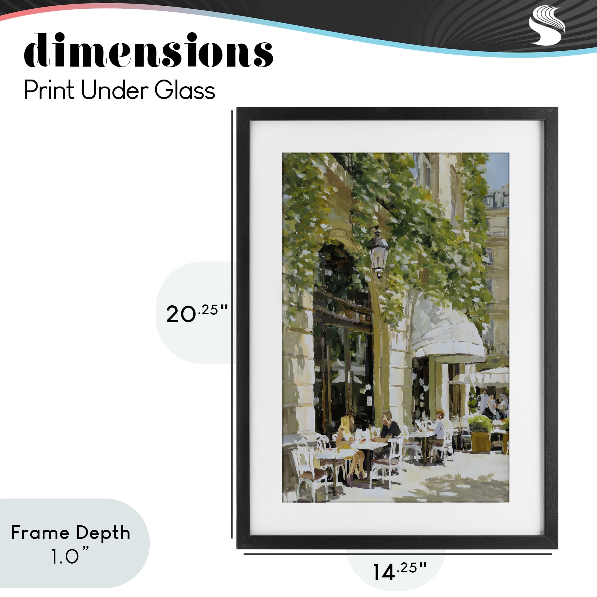 Stupell Industries Sunny Day Cafe Terrace Black Framed Print Under Glass, design by Petal Prints Design