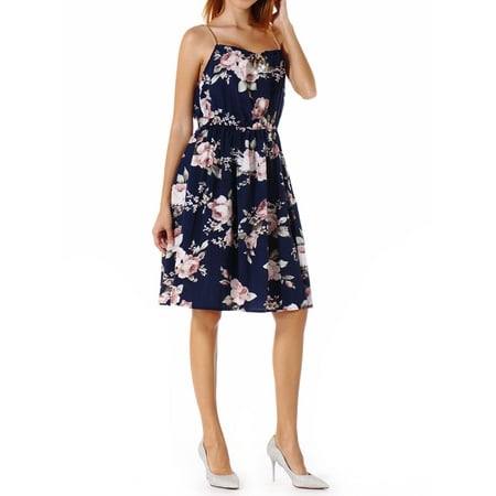 Mini Tube Dress Juniors Spaghetti Strappy Mini Dress SleeveLess Tank Top Party Tube Dress Camisole Floral Printed Bodycon ()