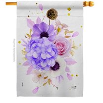 Angeleno Heritage H137605-BO Flower Arrangment Floral Double-Sided Garden Decorative House Flag, Multi Color