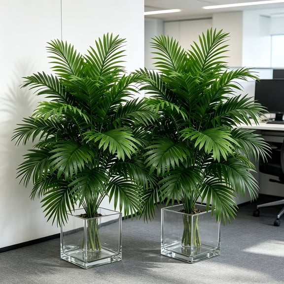 2 Pack Artificial Palm Trees, UV Resistant Fake Tropical Plant, Faux Greenery for Indoor Outdoor Home Patio Pool Garden Decoration
