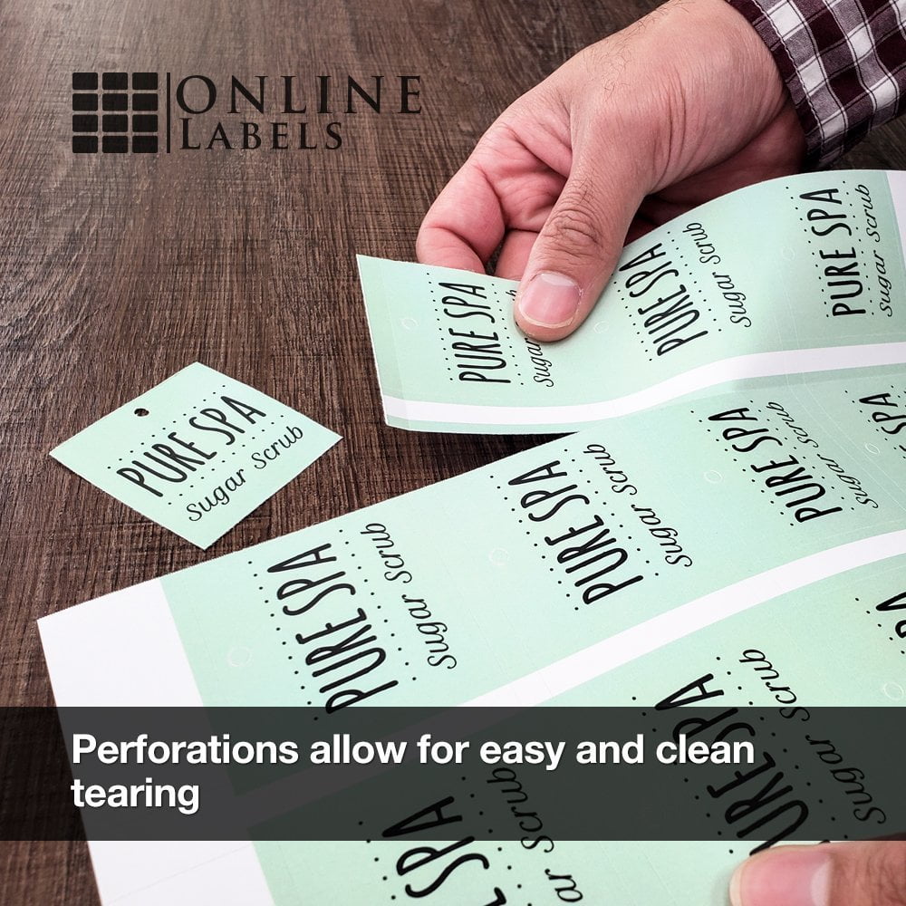Printable Square Tags - 2 x 2 - Cardstock - Inkjet/Laser Printer - Online Labels (100 Sheet Pack)