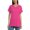 Hot Pink, variant on Women's Casual V-Neck T-Shirt Loose Fit Rolled Cuff Tunic Tops with Side Slit Black