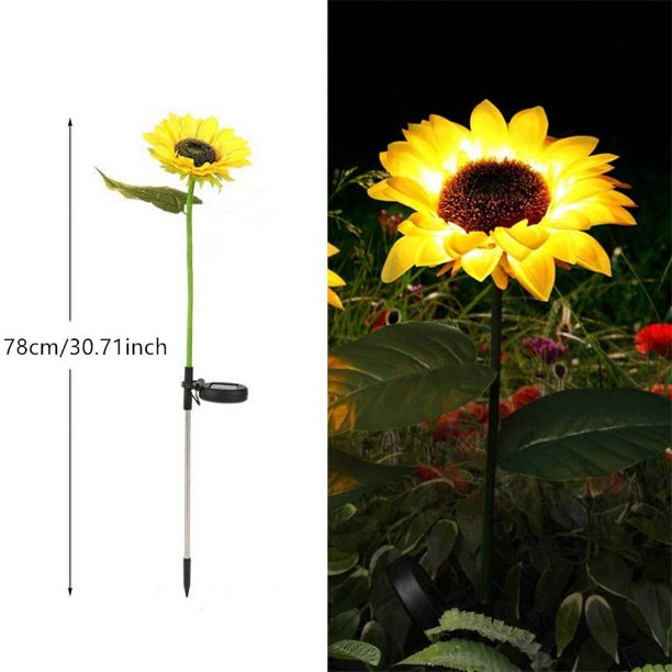 3 cabezas 1 cabeza Solar simulación girasol luces LED jardín patio césped luces de noche paisaje lámpara decoración Navidad flor luz