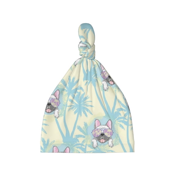 Balery French Bulldog 3 Pattern Baby Beanie, Knotted Baby Hat, Infant Hat, Newborn Beanie, Adjustable Beanie, Baby Cap, Newborn Headwear