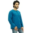 thumbnail image 2 of Atasi Men's Round Neck Kurta Cotton Roll-Over Sleeve Blue Shirt-XX-Large, 2 of 6