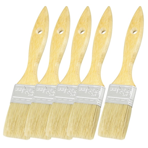 Painter Wooden Handle 1.5" Wide Bristle Hair Paint Brushes Painting Tool 5Pcs