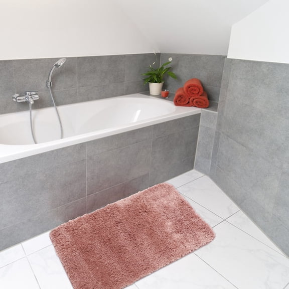 BESTYASH Pink Bathroom Rug Thick Plush Material Absorbent Nonslip Floor Mat for Home