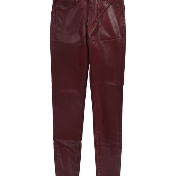 Articles of Society Womens Coated Skinny Fit Jeans, Red, 25