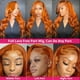 thumbnail image 5 of Peluca PIOGH, color naranja jengibre, 71 cm, cabello humano ondulado, 180% de densidad, 5 of 7