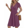 thumbnail image 3 of UVN Vestidos para Mujer con Escote en V Profundo, Manga Corta, Vestido Veraniego Midi para Fiesta con Bolsillo, 3 of 8