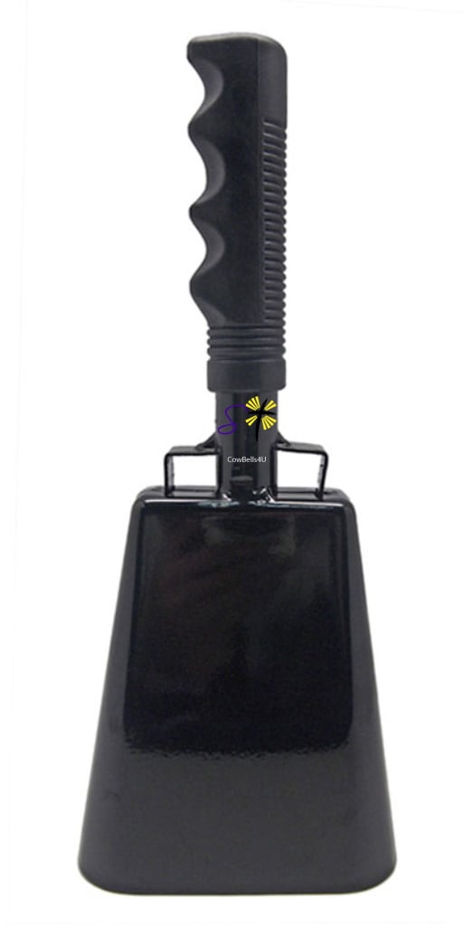 9.6 inch Black Bell Black Handle Cowbell with Stick Grip Handle Used
