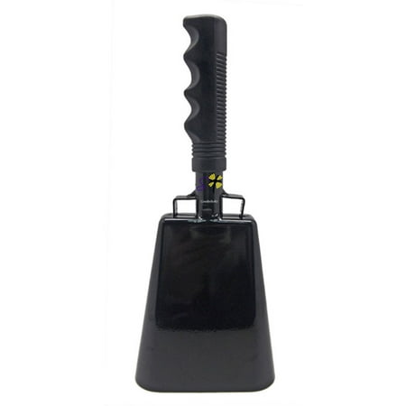 9.6 inch Black Bell Black Handle Cowbell with Stick Grip Handle Used for Cheering at Sporting Events - Cow Bell by Stewart Trading