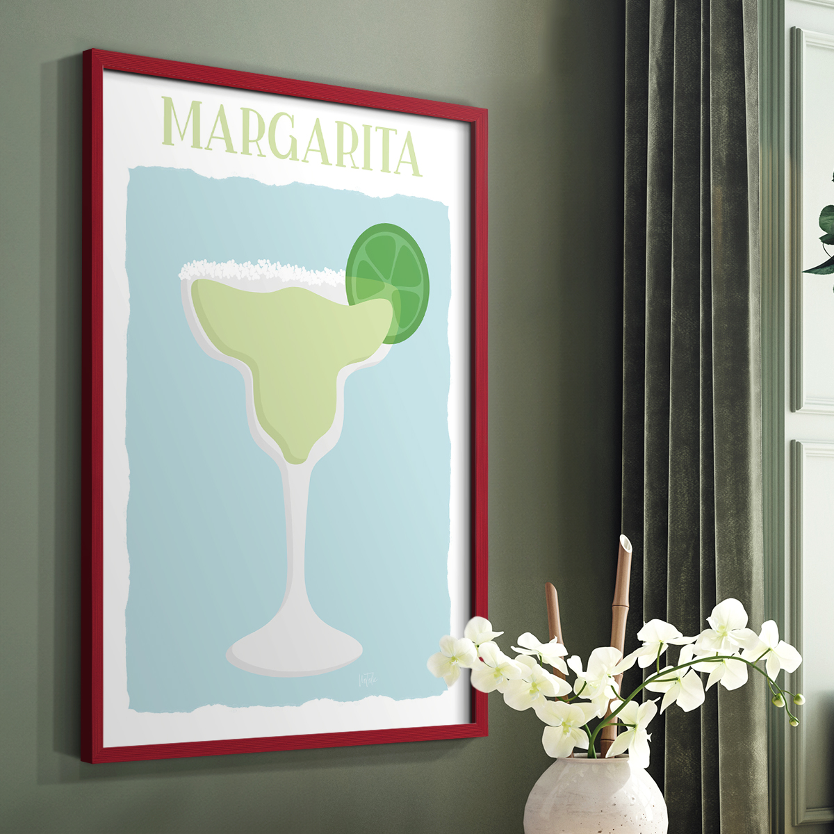 Margarita in Red Solid Wood 11 x 14 Framed Print