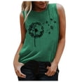 thumbnail image 1 of Pompotops Mode T-shirt Décontracté Sans Manches à Col Rond Imprimé Lettre pour Femmes Été, 1 of 4
