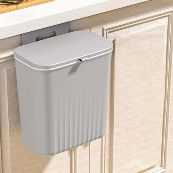 Czzoypi Office Trash Can (Gray), Trash Can Bedroom Kitchen Garbage Bin Wall Mounted Household With Lid Flip Cabinet Door Dedicated Garbage Bin Toilet Hanging Storage