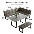 thumbnail image 3 of 3 Piece Dining Table Set with Bench, 42.9 Inch Modern Kitchen Table with Left Seat Corner Bench and 43.3 Inch Bench for Family Dining Room Furniture, 3 of 6