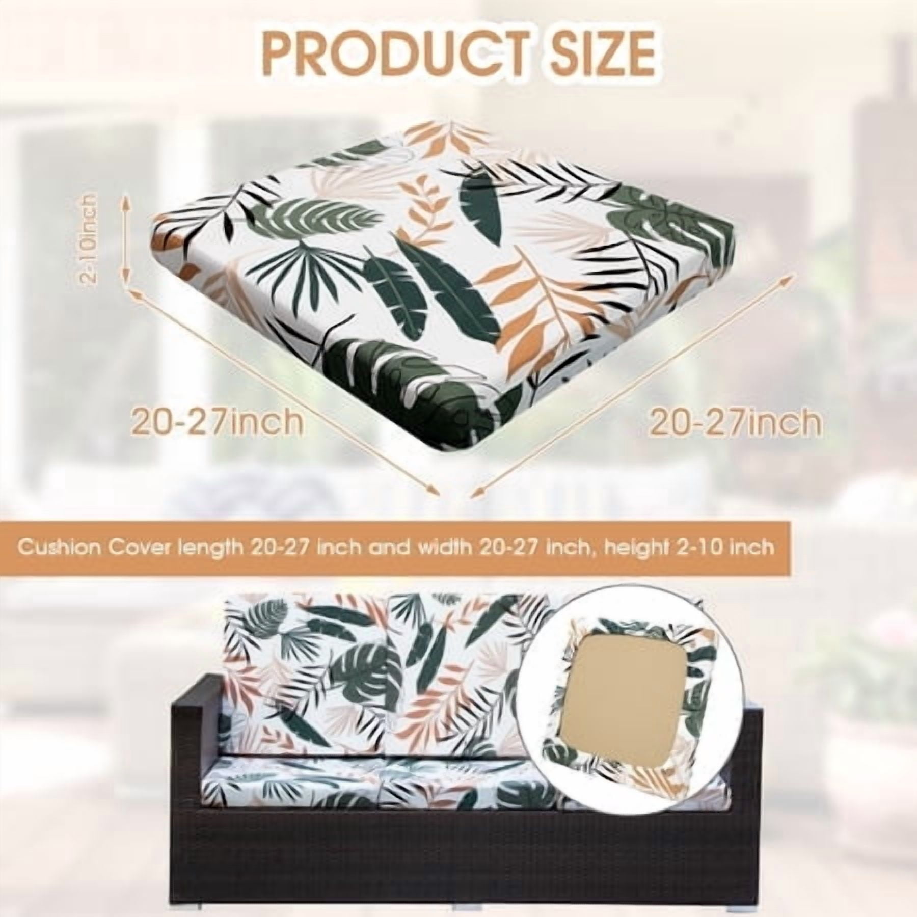 SHANNA 8 Pack Printed Patio Stretch Sofa Cushion Covers, Floral Pattern Outdoor Sofa Cushion Covers, Replacement Washable Couch Chair Cushion Covers Porch Patio Furniture Protector