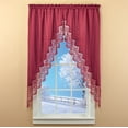 thumbnail image 2 of Collections Etc Elegant Lace Border Trimmed Solid-Colored Window Curtain, 2 of 2