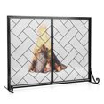 thumbnail image 1 of Costway 2-Panel Fireplace Screen w/ Double Door Fire Spark Guard Safety Fence Black, 1 of 9
