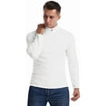 thumbnail image 4 of MLANM Men's Long Sleeve Polo Shirts Quarter-Zip Casual Slim Fit Mock Neck Basic Designed Cotton Shirts, XL White, 4 of 7