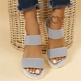 thumbnail image 5 of Womens Plafrom Flat Sandals Open Toe Ankle Strap Sandals Slingback Casual Summer Beach Shoes, 5 of 9