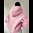thumbnail image 4 of Sudadera con Capucha de Gran Tamaño para Mujer, Cuello en V, Forro , Larga, Estilo Y2K, Ropa de Otoño A Rosa M, 4 of 7