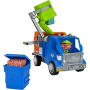 Jazwares Blippi Recycling Truck - Includes Character Figure, Working Lever, 2 Trash Cubes, 2 Recycling Bins - Sing Along with Popular Catchphrases - Educational Toys for Kids