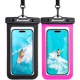thumbnail image 1 of HAYAN Waterproof Phone Pouch,Underwater Phone Cases Compatible for iPhone 16 15 14 13 Pro Max,Waterproof Dry Bag for Cruise Travel Essentials Phone Water Protector Pouch-Black&Bright Red-2Pack, 1 of 1
