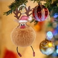 thumbnail image 3 of Dserfhy Christmas Deer Keychain Cute Reindeer Pom Pom Keyring Faux Fur Fluffy Plush Ball Charm for Handbag Backpack Purse Accessory, 3 of 8