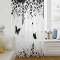 thumbnail image 6 of Black Spring Botanical Sheer Curtains 84 Inches Long, Weeping Eucalyptus Butterfly Light Filering Curtains, Breathable Simi Curtain Privacy Drapes for Living Room Bedroom Lightweight Window Treatment, 6 of 9