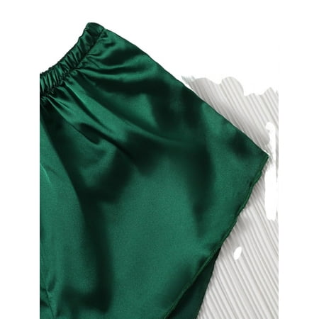 

Women s Pajama Sets Green Elegant Plain Straps Pant Sets Sleeveless