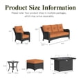 thumbnail image 6 of LayinSun 7 Pieces Patio Furniture Sets with Fire Pit Table, Outdoor Wicker Conversation Set with Armchairs and 6" Thick Cushion for Deck Garden Backyard, 6 of 7
