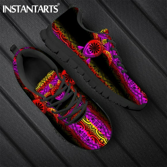 Zapatillas planas para hombre, con estampado tribal polinesio de tortuga, informales, con cordones, transpirables, para caminar