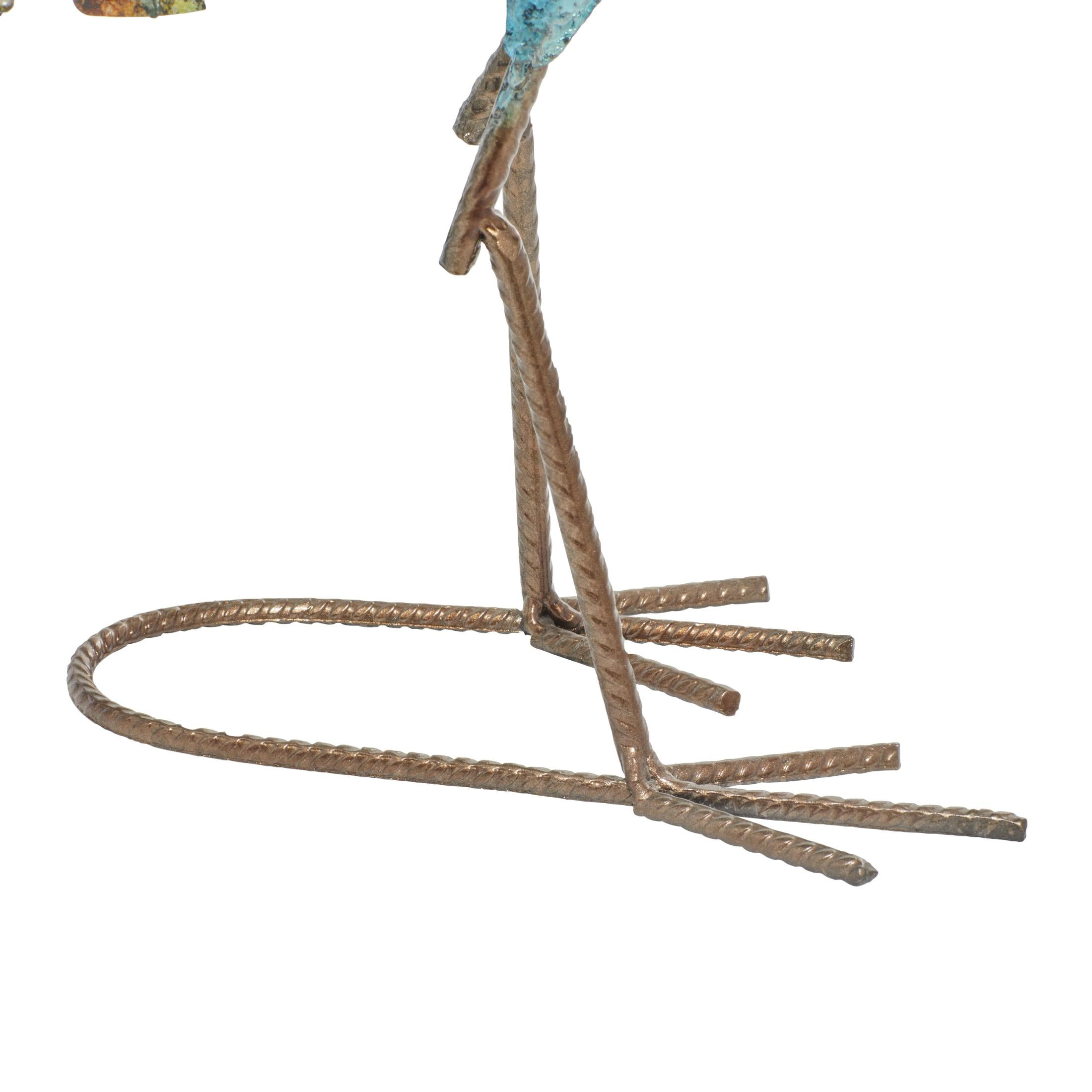 DecMode 20" Indoor Outdoor Peacock Garden Sculpture with Crystal Accents