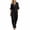 #02 Black 【Mix, Match & Rotate: Stock Up on Daily Colors】, variant on Women's Cotton Linen Wide Leg Long Pants Jumpsuit, Mid Waisted Elastic Drawstring Comfort Fit, Solid Color Zipper Five-Button Sleeve, Casual Business Summer Beach Office Yoga,