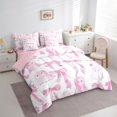 thumbnail image 3 of jejeloiu Cute Bowknot Bow Twin Bedding Sets 7-Piece,Cartoon Halloween Ghost Bedding Comforter Set,Pink White Ombre Sheet Sets For Girls,Super Cozy Bedroom Decor Reversible, 3 of 8