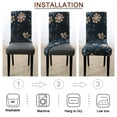 thumbnail image 5 of Unique Bargains Stretch Floral Print Dining Chair Cover Deep Green and Brown M, 5 of 8