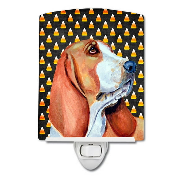 Caroline's Treasures LH9073CNL Basset Hound Candy Corn Halloween Portrait Ceramic Night Light, 6x4x3", multicolor