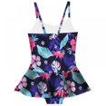 thumbnail image 3 of GYRATEDREAM Girls Swimsuit One Piece UPF 50+ Hawaiian Floral Skirted Bathing Suit Beach Swim Dress 3-9 Years, 3 of 4