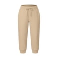 thumbnail image 4 of Utoimkio Women's Capri Jogger Sweatpants Drawstring Elastic Waist Cuffed Cropped Trousers with Side Pockets for Casual Daily Walking, 4 of 9