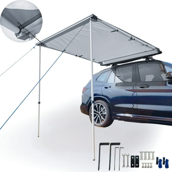 DANCHEL Outdoor 6.5ftx10ft Gray Car Awning,Waterproof Rooftop Tent Awnings for Car SUV