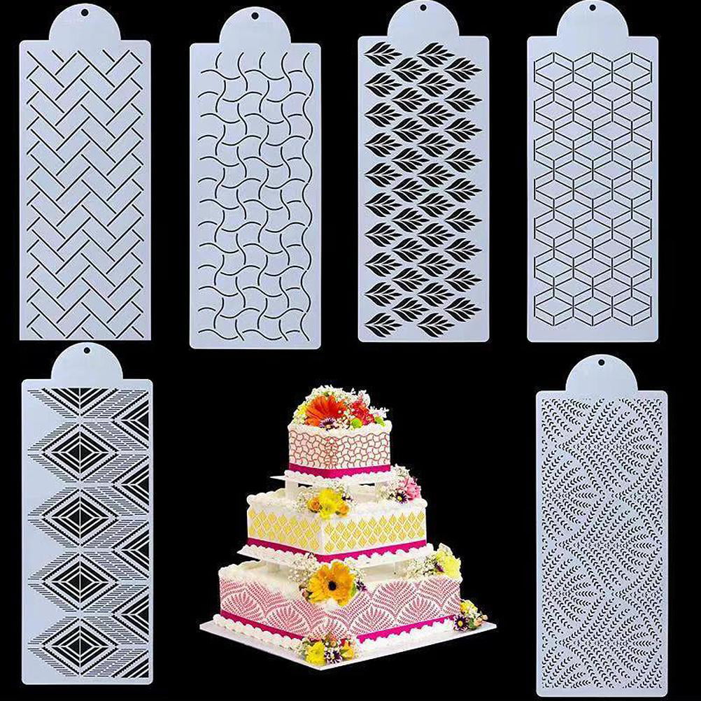 LEMESO 6 Pack Cake Decorating Stencils Mold PET Templates Spray Floral Patterns Spray Molds for Decorating Cake Stencils 