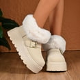 thumbnail image 2 of SYMOID Womens Beige Platform Ankle Snow Boots - Faux Faux Fur Collar Fleece Lined Warm Winter Boots with Gold Buckle & Anti-Slip Rubber Sole,Size 39, 2 of 9